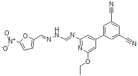 CAS 登录号：141480-75-3， N'-[4-(3,5-二氰基苯基)-6-乙氧基吡啶-2-基]-N-[(5-硝基呋喃-2-基)亚甲基氨基]甲脒