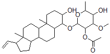 CAS 登录号：141544-59-4， [2-[(17-乙烯基-3-羟基-10,13-二甲基-2,3,4,5,6,7,8,9,11,12,14,15,16,17-十四氢-1H-环戊二烯并[a]菲-4-基)氧基]-5-羟基-4-甲氧基-6-甲基四氢吡喃-3-基]乙酸酯