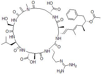 CAS#: 141634-76-6, 2-D-serine-5-L-arginine-6-((2S,4E,6E,8S,9S)-9-(acetyloxy)-4,5,6,7-tetradehydro-2,6,8-trimethyl-10-phenyl-L-3-aminodecanoic acid)-Cyanoginosin LA