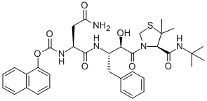 CAS 登录号：141804-42-4， (2S)-N-[(2S)-4-[(4R)-4-(叔丁基氨基甲酰)-5,5-二甲基-1,3-噻唑烷-3-基]-3-羟基-4-氧代-1-苯基丁烷-2-基]-2-[(2-萘-1-基氧基乙酰基)氨基]丁二酰胺