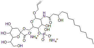 CAS 登录号：142235-84-5， 6-(1,2-二羟基乙基)-4,5-二羟基-2-[[4-羟基-3-(羟基-氧代磷酰)氧基-5-(3-羟基十四烷酰基氨基)-6-丙-2-烯氧基四氢吡喃-2-基]甲氧基]四氢吡喃-2-羧酸二铵盐
