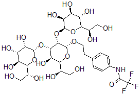 CAS 登录号：142270-34-6， N-[4-[2-[(2R,3S,4S,5R)-6-[(1R)-1,2-二羟基乙基]-3,4-二[[(2S,3S,4S,5S)-6-[(1R)-1,2-二羟基乙基]-3,4,5-三羟基四氢吡喃-2-基]氧基]-5-羟基四氢吡喃-2-基]氧乙基]苯基]-2,2,2-三氟乙酰胺