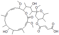 CAS 登录号：142386-69-4， (E)-4-[2-[3-羟基-4-[(4E,6E,12E,14E)-10-羟基-3,15-二甲氧基-7,9,11,13-四甲基-16-氧代-1-氧杂环十六碳-4,6,12,14-四烯-2-基]戊烷-2-基]-2-甲氧基-5,6-二甲基四氢吡喃-4-基]氧基-4-氧代丁-2-烯酸