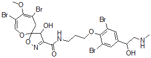 CAS#: 142449-78-3, 8,10-Dibromo-N-[3-[2,6-Dibromo-4-(1-Hydroxy-2-Methylaminoethyl)Phenoxy]Propyl]-4-Hydroxy-9-Methoxy-1,6-Dioxa-2-Azaspiro[4.6]Undeca-2,7,9-Triene-3-Carboxamide