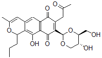 CAS#: 142450-08-6, 10-Hydroxy-8-[(2R,4S,5R)-5-Hydroxy-4-(Hydroxymethyl)-1,3-Dioxan-2-Yl]-3-Methyl-7-(2-Oxopropyl)-1-Propyl-1H-Benzo[g]Isochromene-6,9-Dione
