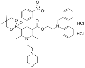 CAS#: 142857-52-1, 2-(Benzyl(phenyl)amino)ethyl-1,4-dihydro-2,6-dimethyl-5-(5,5-dimethyl-2-oxo-1,3,2-dioxaphosphorinan-2-yl)-1-(2-morpholinoethyl)-4-(3-nitrophenyl)-3-pyridine carboxylate