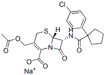 CAS 登录号：143407-77-6， (6R,7R)-3-(乙酰氧基甲基)-7-[[1-(4-氯苯基)环戊烷羰基]氨基]-8-氧代-5-硫杂-1-氮杂双环[4.2.0]辛-2-烯-2-羧酸钠