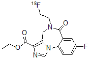 CAS 登录号：143693-57-6， 8-氟-5-((2-氟-18F)乙基)-5,6-二氢-6-氧代-4H-咪唑并(1,5-a)(1,4)苯并二氮杂卓-3-羧酸乙酯