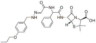CAS 登录号：143729-84-4， (2S,5R,6R)-3,3-二甲基-7-氧代-6-[[2-苯基-2-[[(2E)-2-[(4-丙氧基苯甲酰基)亚肼基]乙酰基]氨基]乙酰基]氨基]-4-硫杂-1-氮杂双环[3.2.0]庚烷-2-羧酸