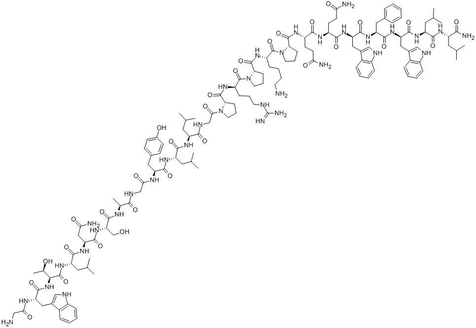 CAS 登录号：143868-20-6， 甘氨酰-L-色氨酰-L-苏氨酰-L-亮氨酰-L-天冬氨酰胺酰-L-丝氨酰-L-丙氨酰甘氨酰-L-酪氨酰-L-亮氨酰-L-亮氨酰甘氨酰-L-脯氨酰-D-精氨酰-L-脯氨酰-L-赖氨酰-L-脯氨酰-L-谷氨酰胺酰-L-谷氨酰胺酰-D-色氨酰-L-苯丙氨酰-D-色氨酰-L-亮氨酰-L-亮氨酰胺