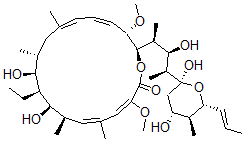 CAS 登录号：144539-92-4， (3E,5E,7R,8R,9S,10S,11R,13E,15E,17S,18R)-18-[(2S,3R,4S)-4-[(2R,4R,5S,6R)-2,4-二羟基-5-甲基-6-[(E)-丙-1-烯基]四氢吡喃-2-基]-3-羟基戊烷-2-基]-9-乙基-8,10-二羟基-3,17-二甲氧基-5,7,11,13-四甲基-1-氧杂环十八碳-3,5,13,15-四烯-2-酮