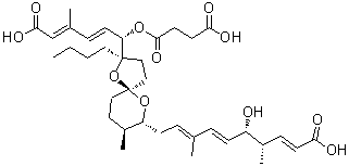 CAS 登录号：144860-68-4， (2E,4S,5S,6E,8E)-10-[(2R,5S,7R,8S)-2-丁基-2-{(1S,2E,4E)-5-羧基-1-[(3-羧基丙酰)氧基]-4-甲基-2,4-戊二烯-1-基}-8-甲基-1,6-二氧杂螺[4.5]癸-7-基]-5-羟基-4,8-二甲基-2,6,8-癸三烯酸