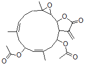 CAS#: 145038-59-1, (1aR*,4E,7S*,8E,11S*,11aR*,14aR*,14bS*)-(+)-7,11-Bis(Acetyloxy)-2,3,6,7,10,11,11a,12,14a,14b-Decahydro-1a,9-Dimethyl-12-Methylene-Oxireno(13,14)Cyclotetradeca(1,2-b)Furan-13(1aH)-One