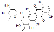 CAS#: 145165-10-2, 7-(4-Amino-5-Hydroxy-6-Methyloxan-2-Yl)Oxy-9-Ethyl-1,4,6,9,10,11-Hexahydroxy-8,10-Dihydro-7H-Tetracene-5,12-Dione
