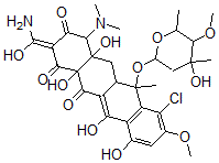 CAS#: 146064-01-9, (2Z)-2-(Amino-Hydroxymethylidene)-7-Chloro-4-Dimethylamino-4a,10,11,12a-Tetrahydroxy-6-(4-Hydroxy-5-Methoxy-4,6-Dimethyloxan-2-Yl)Oxy-8-Methoxy-6-Methyl-5,5a-Dihydro-4H-Tetracene-1,3,12-Trione