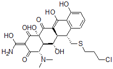 CAS 登录号：146253-86-3， (2Z,4S,4aR,5S,5aR,6R,12aS)-2-(氨基-羟基甲亚基)-6-(3-氯丙基硫基甲基)-4-二甲基氨基-5,10,11,12a-四羟基-4a,5,5a,6-四氢-4H-并四苯-1,3,12-三酮