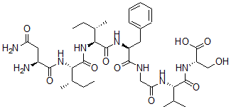 CAS 登录号：146289-28-3， N-[N-[N-[N-[N-(N-L-天冬氨酰胺酰-L-异亮氨酰)-L-异亮氨酰]-L-苯丙氨酰]甘氨酰]-L-缬氨酰]-L-丝氨酸