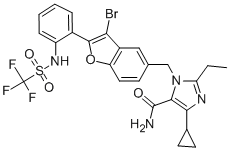 CAS#: 146623-69-0, 3-[[3-Bromo-2-[2-(Trifluoromethylsulfonylamino)Phenyl]-1-Benzofuran-5-Yl]Methyl]-5-Cyclopropyl-2-Ethylimidazole-4-Carboxamide