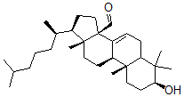CAS 登录号：14772-54-4， 3-羟基羊毛甾-7-烯-32-醛