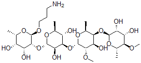 CAS 登录号：148404-60-8， (2S,3R,4R,5S,6S)-2-[(2R,3R,4R,5S,6S)-2-(3-氨基丙氧基)-4,5-二羟基-6-甲基四氢吡喃-3-基]氧基-4-[(2S,3S,4R,5S,6S)-5-[(2S,3R,4S,5R,6S)-3,4-二羟基-5-甲氧基-6-甲基四氢吡喃-2-基]氧基-4-羟基-3-甲氧基-6-甲基四氢吡喃-2-基]氧基-6-甲基四氢吡喃-3,5-二醇