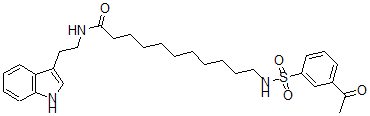 CAS#: 150214-86-1, 11-[(3-Acetylphenyl)Sulfonylamino]-N-[2-(1H-Indol-3-Yl)Ethyl]Undecanamide