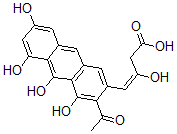 CAS 登录号：150547-38-9， (E)-4-(3-乙酰基-4,5,7,10-四羟基蒽-2-基)-3-羟基丁-3-烯酸