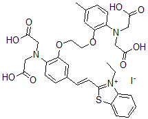 CAS#: 150669-69-5, 2-[[2-[2-[2-(Bis(Carboxymethyl)Amino)-5-[(E)-2-(3-Ethyl-1,3-Benzothiazol-3-Ium-2-Yl)Ethenyl]Phenoxy]Ethoxy]-4-Methylphenyl]-(Carboxymethyl)Amino]Acetic Acid Iodide