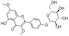 CAS#: 150853-97-7, 5-Hydroxy-3,7-Dimethoxy-2-[4-[(2S,3R,4S,5S,6R)-3,4,5-Trihydroxy-6-(Hydroxymethyl)Oxan-2-Yl]Oxyphenyl]Chromen-4-One