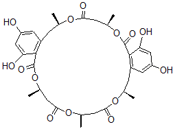 CAS 登录号：151379-39-4， (7R,11R,15R,23R,27R)-7,8,11,12,15,16,23,24,27,28-十氢-2,4,18,20-四羟基-7,11,15,23,27-五甲基-5H,9H,13H,21H,25H-二苯并[k,u][1,5,9,15,19]五氧杂二十四环-5,9,13,21,25-五酮