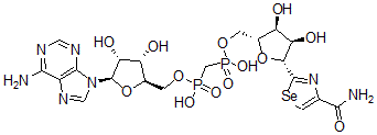 CAS 登录号：151868-71-2， [(2R,3S,4R,5R)-5-(6-氨基嘌呤-9-基)-3,4-二羟基四氢呋喃-2-基]甲氧基-[[[(2R,3S,4R,5R)-5-(4-氨基甲酰-1,3-硒唑-2-基)-3,4-二羟基四氢呋喃-2-基]甲氧基-羟基磷酰]甲基]次磷酸