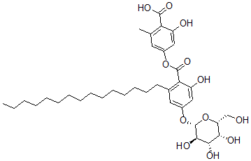 CAS#: 153821-50-2, 2-Hydroxy-4-[2-Hydroxy-6-Pentadecyl-4-[(2S,3R,4S,5R,6R)-3,4,5-Trihydroxy-6-(Hydroxymethyl)Oxan-2-Yl]Oxybenzoyl]Oxy-6-Methylbenzoic Acid
