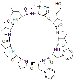 CAS#: 153954-73-5, 24-Butan-2-Yl-12-(4-Hydroxybutan-2-Yl)-15-(2-Hydroxypropan-2-Yl)-4,10,16,22-Tetramethyl-18-(2-Methylpropyl)-3,6-Bis(Phenylmethyl)-9,21-Di(Propan-2-Yl)-13-Oxa-1,4,7,10,16,19,22,25-Octazabicyclo[25.3.0]Triacontane-2,5,8,11,14,17,20,23,26-Nonone