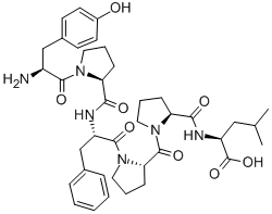 CAS 登录号：154396-74-4， (2S)-2-[[(2S)-1-[(2S)-1-[(2S)-2-[[(2S)-1-[(2S)-2-氨基-3-(4-羟基苯基)丙酰]吡咯烷-2-羰基]氨基]-3-苯基丙酰基]吡咯烷-2-羰基]吡咯烷-2-羰基]氨基]-4-甲基戊酸