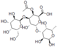 CAS 登录号：154821-14-4， (2S,3R,4R,5R,6S)-3-乙酰氧基-5-羟基-4-[(2R,3R,4S,5R,6R)-3,4,5-三羟基-6-(羟基甲基)四氢吡喃-2-基]氧基-6-[(2R,3S,4R,5R,6S)-2,3,5-三羟基-6-甲基四氢吡喃-4-基]氧基四氢吡喃-2-羧酸
