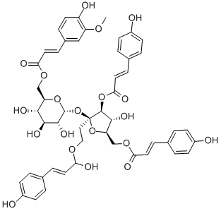 CAS 登录号：155179-21-8， [(2R,3S,4R,5R)-4-羟基-2,5-二[[(E)-3-(4-羟基苯基)丙-2-烯酰基]氧基甲基]-2-[(2R,3R,4S,5S,6R)-3,4,5-三羟基-6-[[(E)-3-(4-羟基-3-甲氧基苯基)丙-2-烯酰基]氧基甲基]四氢吡喃-2-基]氧基四氢呋喃-3-基](E)-3-(4-羟基苯基)丙-2-烯酸酯