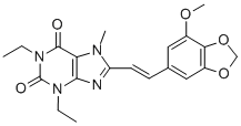 CAS#: 155272-00-7, 1,3-Diethyl-8-[(E)-2-(7-Methoxy-1,3-Benzodioxol-5-Yl)Ethenyl]-7-Methylpurine-2,6-Dione