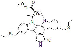 CAS#: 156177-65-0, (9S-(9alpha,10beta,12alpha))-5,16-bis((ethylthio)methyl)-2,3,9,10,11,12-hexahydro-10-hydroxy-9-methyl-1-oxo-9,12-Epoxy-1H-diindolo(1,2,3-fg:3',2',1'-kl)pyrrolo(3,4-i)(1,6)benzodiazocine-10-carboxylic acid methyl ester