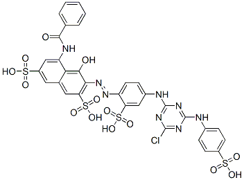 CAS#: 15623-66-2, 5-(Benzoylamino)-3-[[4-[[4-Chloro-6-[(4-Sulphophenyl)Amino]-1,3,5-Triazin-2-Yl]Amino]-2-Sulphophenyl]Azo]-4-Hydroxynaphthalene-2,7-Disulphonic Acid