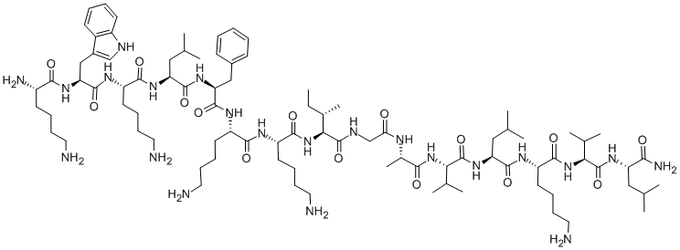 CAS#: 157606-25-2, L-Lysyl-L-Tryptophyl-L-Lysyl-L-Leucyl-L-Phenylalanyl-L-Lysyl-L-Lysyl-L-Isoleucylglycyl-L-Alanyl-L-Valyl-L-Leucyl-L-Lysyl-L-Valyl-L-Leucinamide