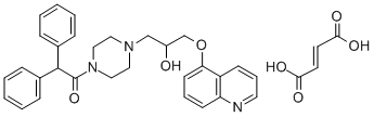 CAS 登录号:158681-49-3, 4-(二苯基乙酰基)-alpha-((5-喹啉基氧基)甲基)-1-哌嗪乙醇(E)-2-丁烯二酸盐(2:3)