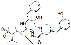CAS#: 159565-69-2, [(2R,3R)-1,1-Dioxo-2-Propan-2-Ylthiolan-3-Yl] N-[(2S,3R)-4-[(2S)-2-(Tert-Butylcarbamoyl)-4-[(3-Hydroxyphenyl)Methyl]Piperazin-1-Yl]-3-Hydroxy-1-Phenylbutan-2-Yl]Carbamate
