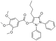 CAS 登录号：16006-74-9， 4-丁基-2,5-二氢-5-氧代-1,2-二苯基-1H-吡唑-3-基 3,4,5-三甲氧基苯甲酸酯