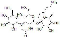 CAS 登录号：160243-25-4， N-[(2R,3R,4R,5S,6R)-2-[(2S,3S,4R,5S,6S)-2-(5-氨基戊基)-3,4,5-三羟基-6-甲基四氢吡喃-2-基]氧基-5-羟基-6-(羟基甲基)-4-[(2S,3R,4S,5R,6R)-3,4,5-三羟基-6-(羟基甲基)四氢吡喃-2-基]氧基四氢吡喃-3-基]乙酰胺