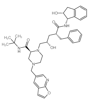 CAS 登录号：160729-91-9， (2S)-N-叔丁基-4-(呋喃并[3,2-e]吡啶-5-基甲基)-1-[(2S,4R)-2-羟基-5-[[(1S,2R)-2-羟基-2,3-二氢-1H-茚-1-基]氨基]-5-氧代-4-(苯基甲基)戊基]哌嗪-2-甲酰胺