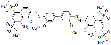 CAS#: 16143-79-6, Tetrasodium [mu-[[6,6'-[(3,3'-Dihydroxy[1,1'-Biphenyl]-4,4'-Diyl)Bis(Azo)]Bis[4-Amino-5-Hydroxynaphthalene-1,3-Disulphonato]]]]Dicuprate