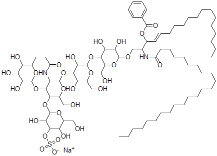 CAS#: 162635-35-0, Sodium [2-[5-Acetamido-6-[2-[6-[(E)-3-(Benzoyloxy)-2-(Tetracosanoylamino)Octadec-4-Enoxy]-4,5-Dihydroxy-2-(Hydroxymethyl)Oxan-3-Yl]Oxy-3,5-Dihydroxy-6-(Hydroxymethyl)Oxan-4-Yl]Oxy-2-(Hydroxymethyl)-4-(3,4,5-Trihydroxy-6-Methyloxan-2-Yl)Oxyoxan-3-Yl]Oxy-3,5-Dihydroxy-6-(Hydroxymethyl)Oxan-4-Yl] Sulfate