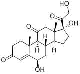 CAS 登录号：16355-28-5， (6B)-6,17,21-三羟基-孕甾-4-烯-3,11,20-三酮