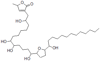 CAS 登录号：167172-78-3， 5-甲基-3-[2,8,9,13-四羟基-13-[5-(1-羟基十三烷基)四氢呋喃-2-基]十三烷基]-5H-呋喃-2-酮