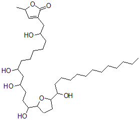 CAS 登录号：167172-79-4， 5-甲基-3-[2,8,10,13-四羟基-13-[5-(1-羟基十三烷基)四氢呋喃-2-基]十三烷基]-5H-呋喃-2-酮