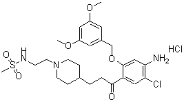CAS 登录号：167710-87-4， N-{2-[4-(3-{4-氨基-5-氯-2-[(3,5-二甲氧基苄基)氧基]苯基}-3-氧代丙基)-1-哌啶基]乙基}甲烷磺酰胺盐酸盐(1:1)
